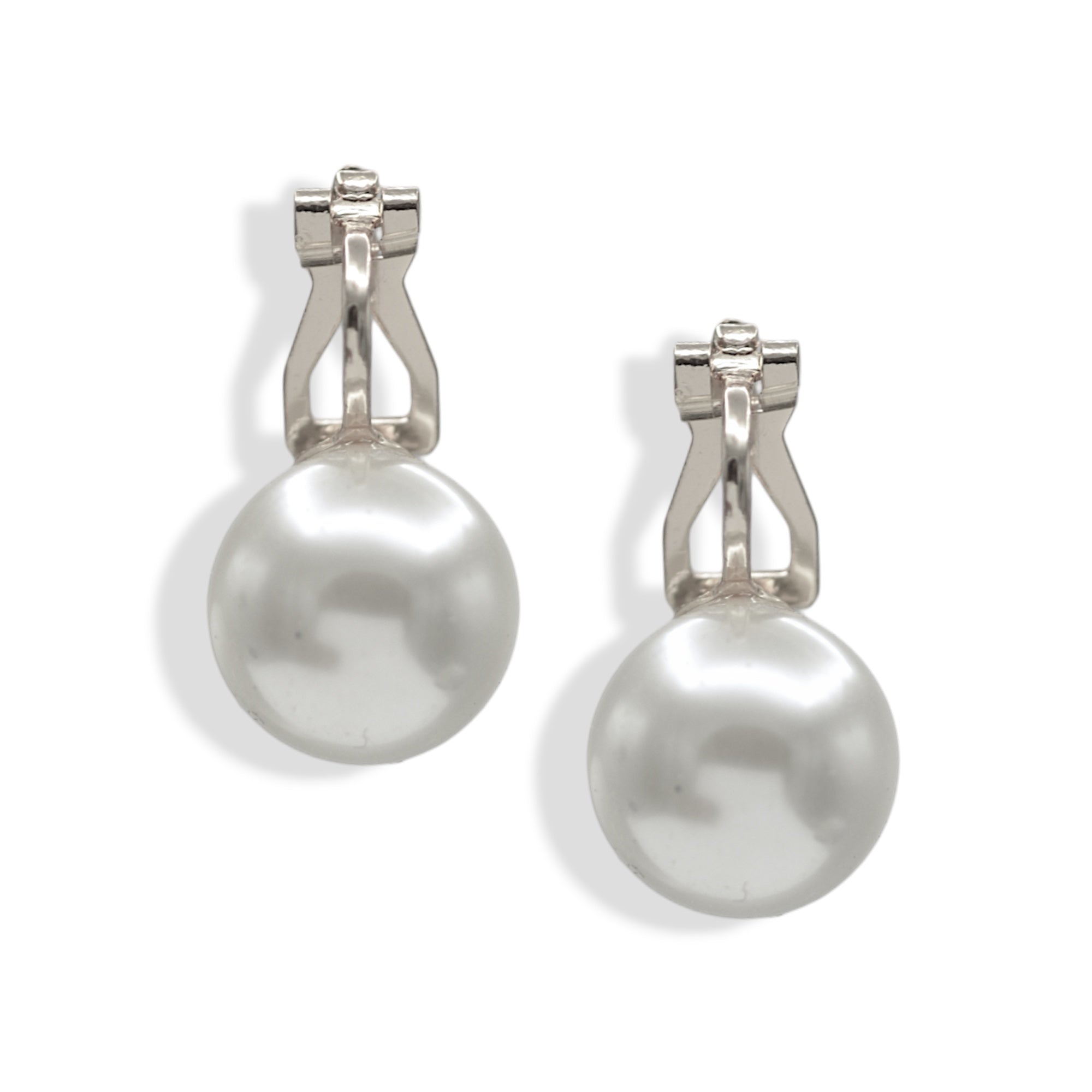 Timeless Silver Pearl & Rhodium Clip-On Earrings 0.8