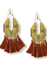 ✨ Gold Chevron & burnt umber Tassel Earrings – 3"ADX0222677(BOHO)