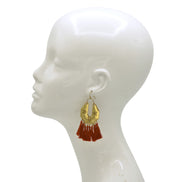 ✨ Gold Chevron & burnt umber Tassel Earrings – 3