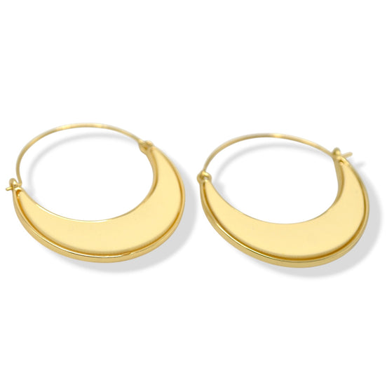 Ivory Crescent Hoop Earrings – Gold-Tone, 2"#ADX0222688(BOHO)