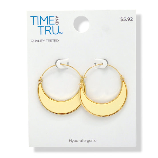 Ivory Crescent Hoop Earrings – Gold-Tone, 2"#ADX0222688(BOHO)