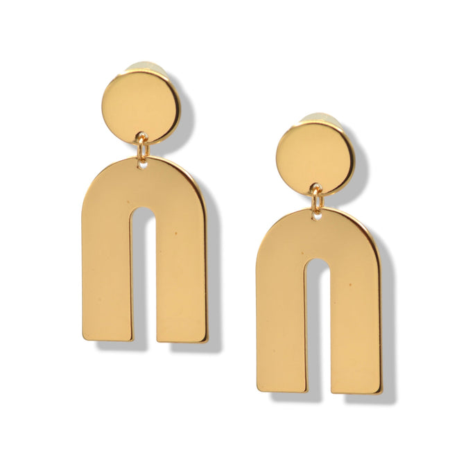 Geometric Gold Arch Earrings – 2.2" Statement Hoops#ADX0222689(BOHO)