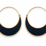 Gold Tone Dark Olive Crescent Hoop Earrings for Women – 1.8