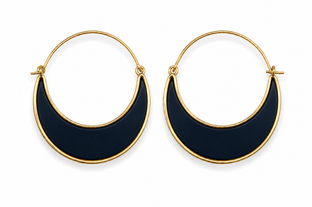 Gold Tone Dark Olive Crescent Hoop Earrings for Women – 1.8" Lightweight Statement Fashion Earrings #ADX0222692(BOHO)