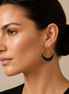 Gold Tone Dark Olive Crescent Hoop Earrings for Women – 1.8" Lightweight Statement Fashion Earrings #ADX0222692(BOHO)