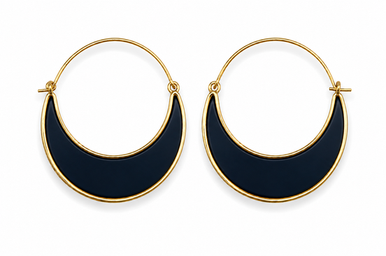 Gold Tone Dark Olive Crescent Hoop Earrings for Women – 1.8" Lightweight Statement Fashion Earrings #ADX0222692(BOHO)