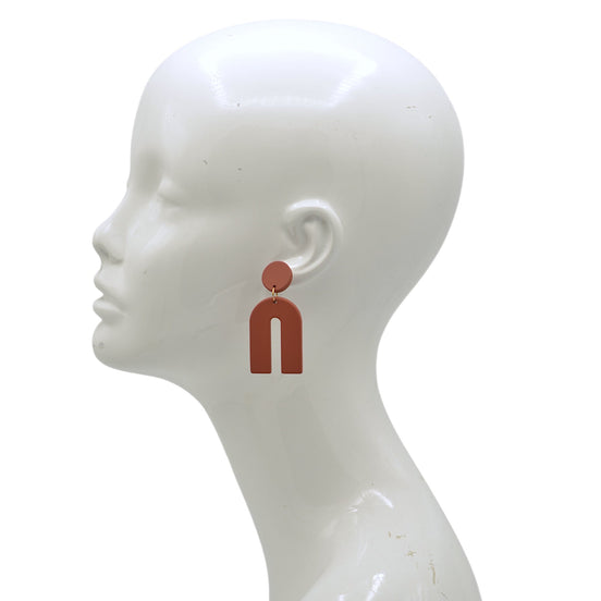 Geometric burnt umber Arch Earrings – 2.2" Statement Hoops#ADX0222693(BOHO)