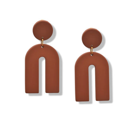 Geometric burnt umber Arch Earrings – 2.2" Statement Hoops#ADX0222693(BOHO)