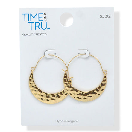 Hammered Crescent Hoop Earrings – Gold-Tone, 2"#ADX0222694(BOHO)