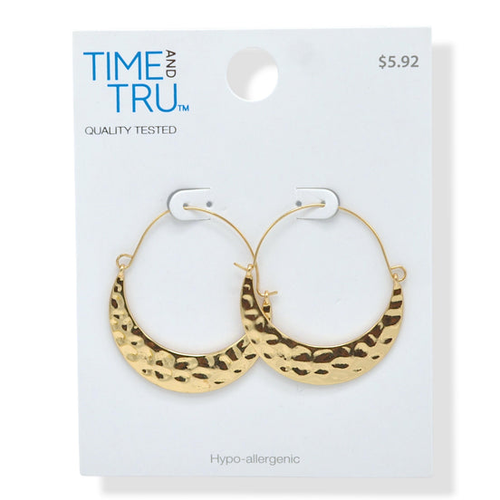 Hammered Crescent Hoop Earrings – Gold-Tone, 2"#ADX0222694(BOHO)