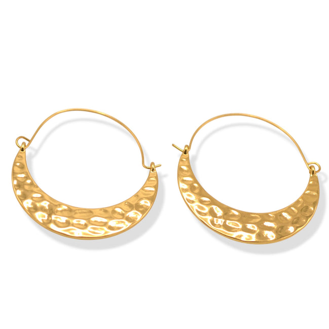 Hammered Crescent Hoop Earrings – Gold-Tone, 2"#ADX0222694(BOHO)