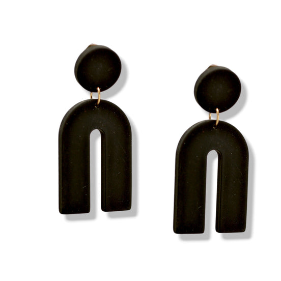 Geometric Black Arch Earrings – 2.2" Statement Hoops#ADX0222695(BOHO)