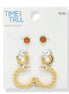 Gold-Tone Trio Earring Set – 3-Piece Stud & Hoop Collection #ADX0222710(BOHO)