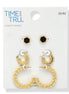 Gold-Tone Trio Earring Set – 3-Piece Stud & Hoop Collection #ADX0222711(BOHO)