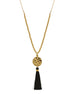 Gold Bead Long Adjustable Chain with Black Thread Tassel Necklace A Fusion of Tradition and Modern Elegance #ADX0222712(BOHO)