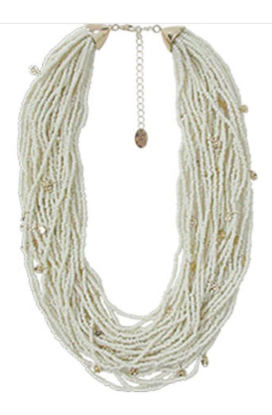 Ivory Glass Seed beads multi layered necklace #ADX0222714(BOHO)
