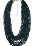 Teal Glass Seed beads multi layered necklace #ADX0222716(BOHO)