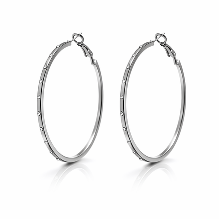 3-Piece Hoop Earrings Set – 2" Large Hoops with Crystal Accents | Gold, Silver & Gunmetal Finish#GFE5681 (Mod)