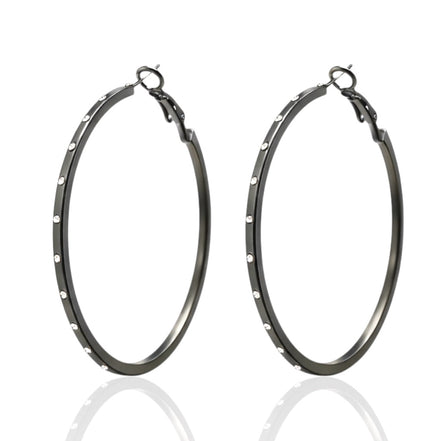 3-Piece Hoop Earrings Set – 2" Large Hoops with Crystal Accents | Gold, Silver & Gunmetal Finish#GFE5681 (Mod)