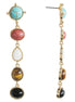 Gold Multi Turquoise, Tiger's Eye and Mother Of Pearl Drop Earrings #GFE5731-1