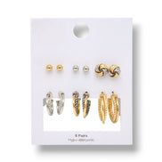 Mixed Stud & Hoop Earrings Set – Gold & Silver Tone Hypoallergenic Post Earrings | 1