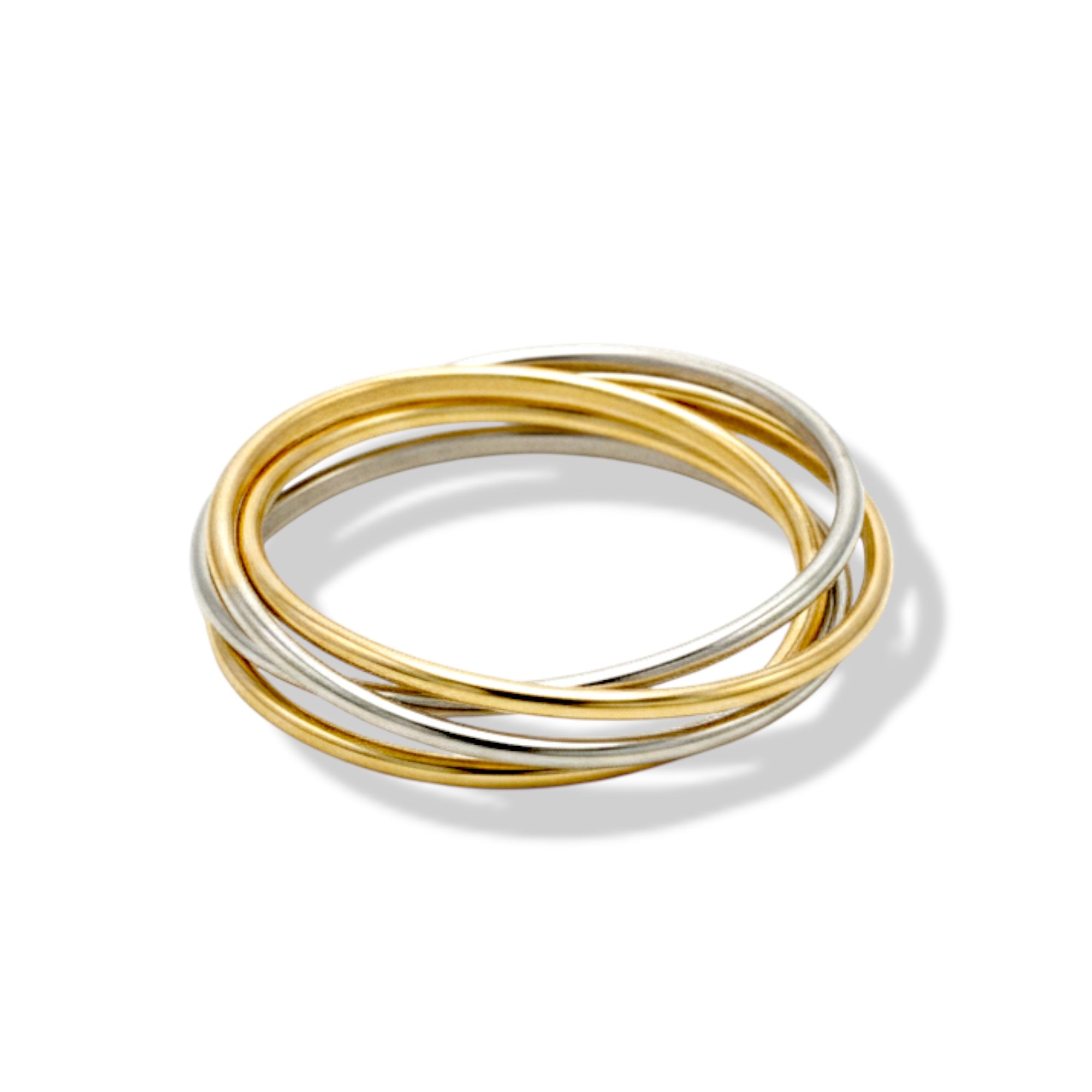 Two-Tone Interlocking Rolling Ring Set – Gold & Silver Mixed Metal#GFB1616 (Mod)
