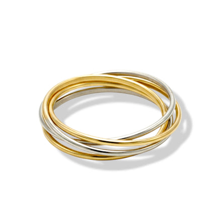Two-Tone Interlocking Rolling Ring Set – Gold & Silver Mixed Metal#GFB1616 (Mod)