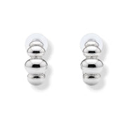 Modern Silver Bubble Hoop Post Earrings – 1