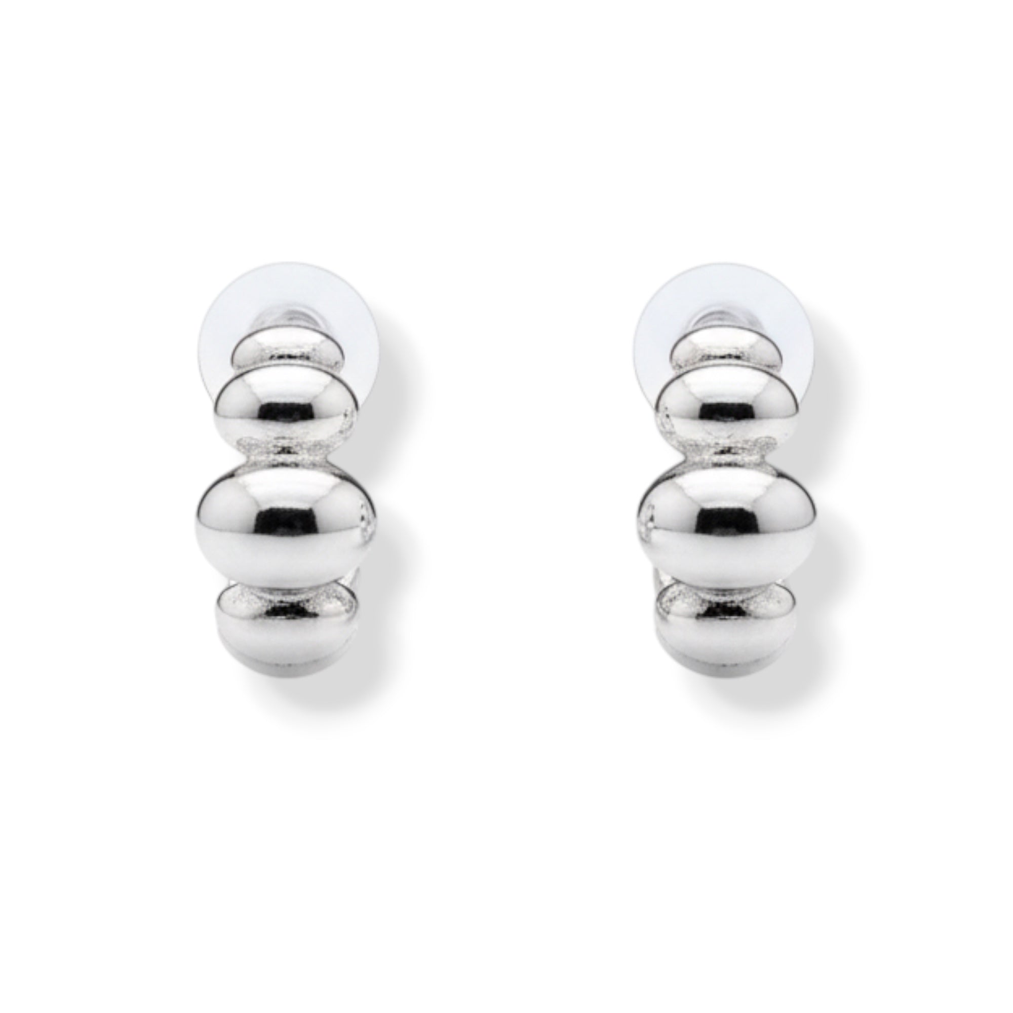 Modern Silver Bubble Hoop Post Earrings – 1