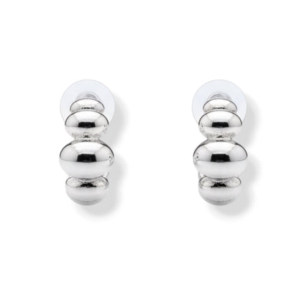 Modern Silver Bubble Hoop Post Earrings – 1" Statement Earrings | Elegant Contemporary Design#GFE6406Y (Mod)
