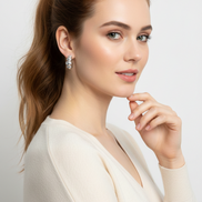 Modern Silver Bubble Hoop Post Earrings – 1