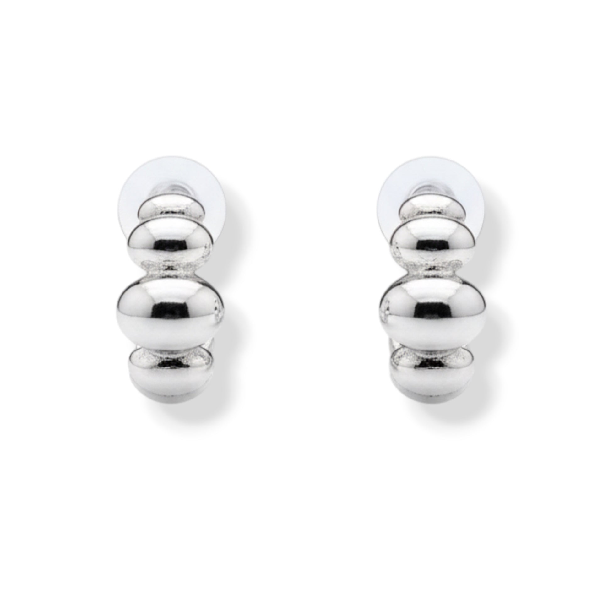 Modern Silver Bubble Hoop Post Earrings – 1