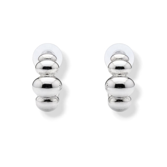 Modern Silver Bubble Hoop Post Earrings – 1" Statement Earrings | Elegant Contemporary Design#GFE6406Y (Mod)