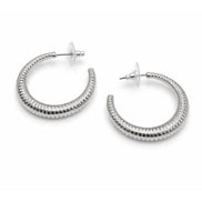 Silver Textured Hoop Earrings#GFE6474 (Mod)
