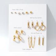 ✨ Mix & Match Gold Stud & Ear Jacket Earring Set #GFE6490-1 (Mod)