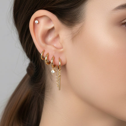 ✨ Mix & Match Gold Stud & Ear Jacket Earring Set #GFE6490-1 (Mod)