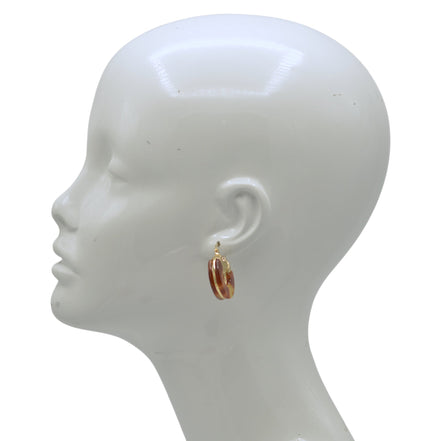 Tortoise Shell Acetate Resin Hoop Earrings with Gold Inlay – Vintage Style C-Hoops – Lightweight Statement Jewelry for Women 1.25"#GFE6506 (S3 2025)