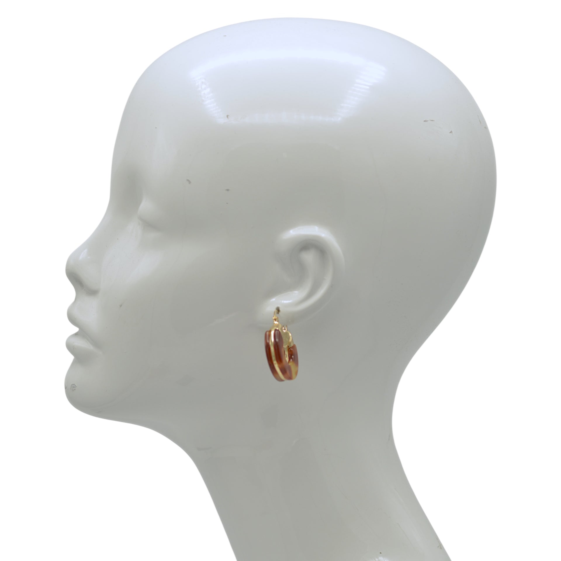 Tortoise Shell Acetate Resin Hoop Earrings with Gold Inlay – Vintage Style C-Hoops – Lightweight Statement Jewelry for Women 1.25