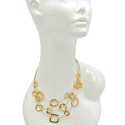 Elegant Gold-Tone Geometric Multi-Layer Necklace – 18