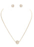 Gold Pave Crystal Ball Pendant Necklace And Earrings Set #HNN+E3155-GLD/CRY (RF17/RE17)