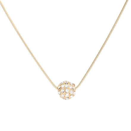 Gold Pave Crystal Ball Pendant Necklace And Earrings Set #HNN+E3155-GLD/CRY (RF17/RE17)