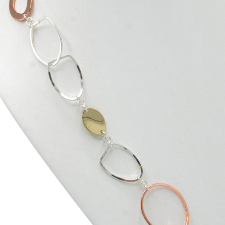 TRITONE  LINK LONG NECKLACE AND EARRINGS SET #S10196_TRITONE (CD3)