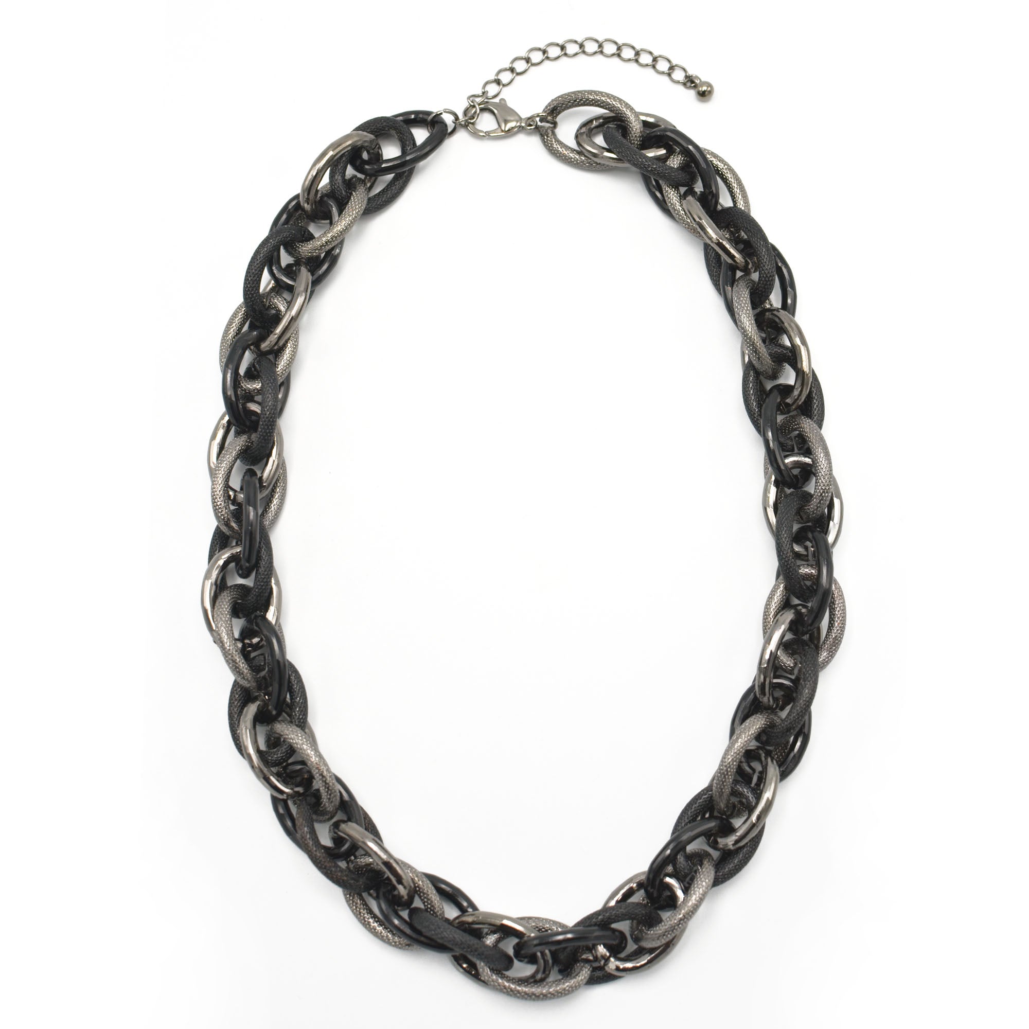 HEMATITE INTERLOCK LINK CHUNKY CHAIN NECKLACE# HNN9255_HEM(IC7/BA13)