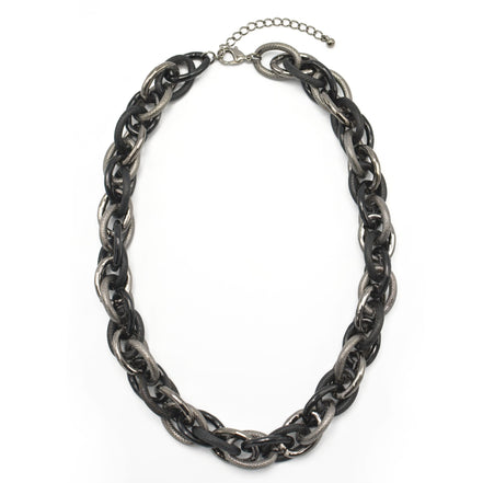 HEMATITE INTERLOCK LINK CHUNKY CHAIN NECKLACE# HNN9255_HEM(IC7/BA13)