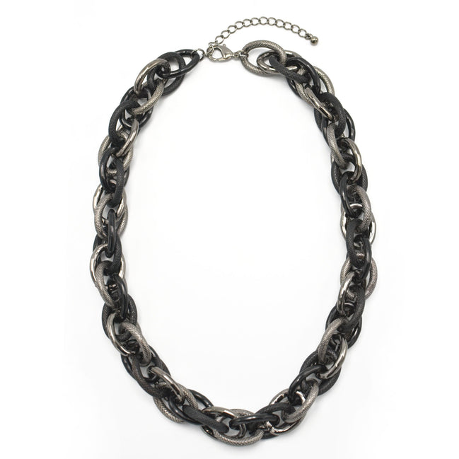 HEMATITE INTERLOCK LINK CHUNKY CHAIN NECKLACE# HNN9255_HEM(IC7/BA13)