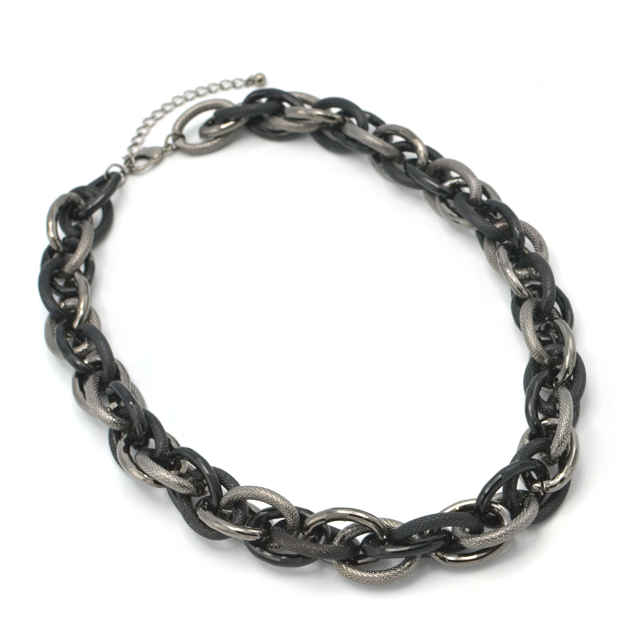 HEMATITE INTERLOCK LINK CHUNKY CHAIN NECKLACE# HNN9255_HEM(IC7/BA13)