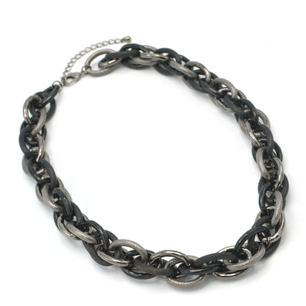 HEMATITE INTERLOCK LINK CHUNKY CHAIN NECKLACE# HNN9255_HEM(IC7/BA13)
