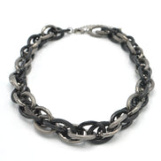 HEMATITE INTERLOCK LINK CHUNKY CHAIN NECKLACE# HNN9255_HEM(IC7/BA13)