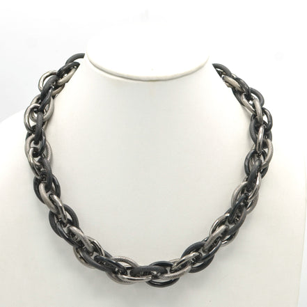 HEMATITE INTERLOCK LINK CHUNKY CHAIN NECKLACE# HNN9255_HEM(IC7/BA13)