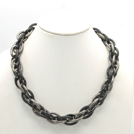 HEMATITE INTERLOCK LINK CHUNKY CHAIN NECKLACE# HNN9255_HEM(IC7/BA13)